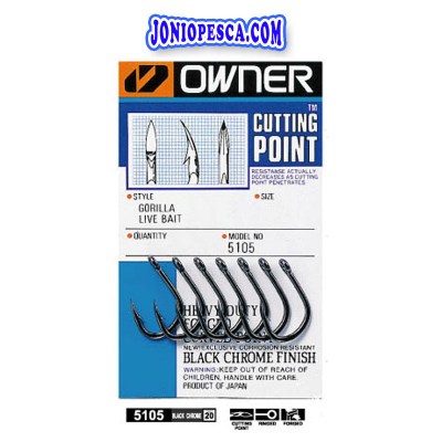 Owner Aki Twist Cutting Point� Fishing Hooks (Size: 5/0), MORE